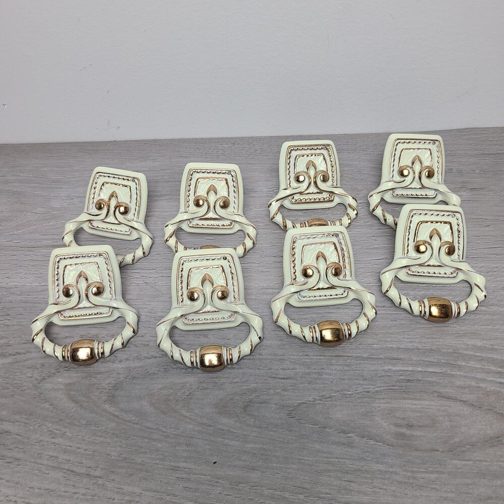 Amerock Bonaventure Hollywood Regency White Gold Drawer Cabinet Pulls Lot Of 8